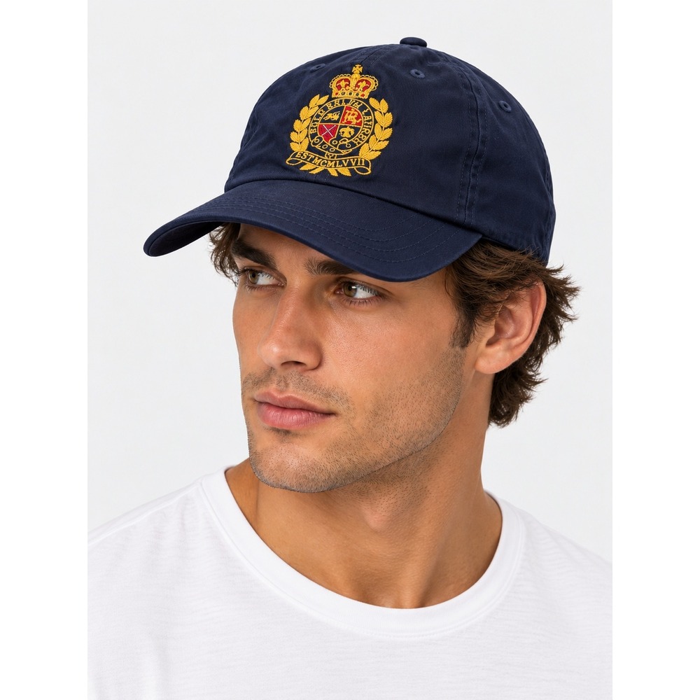 Polo Ralph Lauren Navy Blue Embroidered Crest Logo Baseball Cap Hat